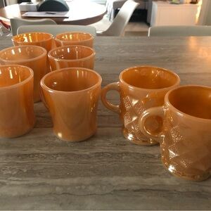 Vintage Amber Glass Mug Set